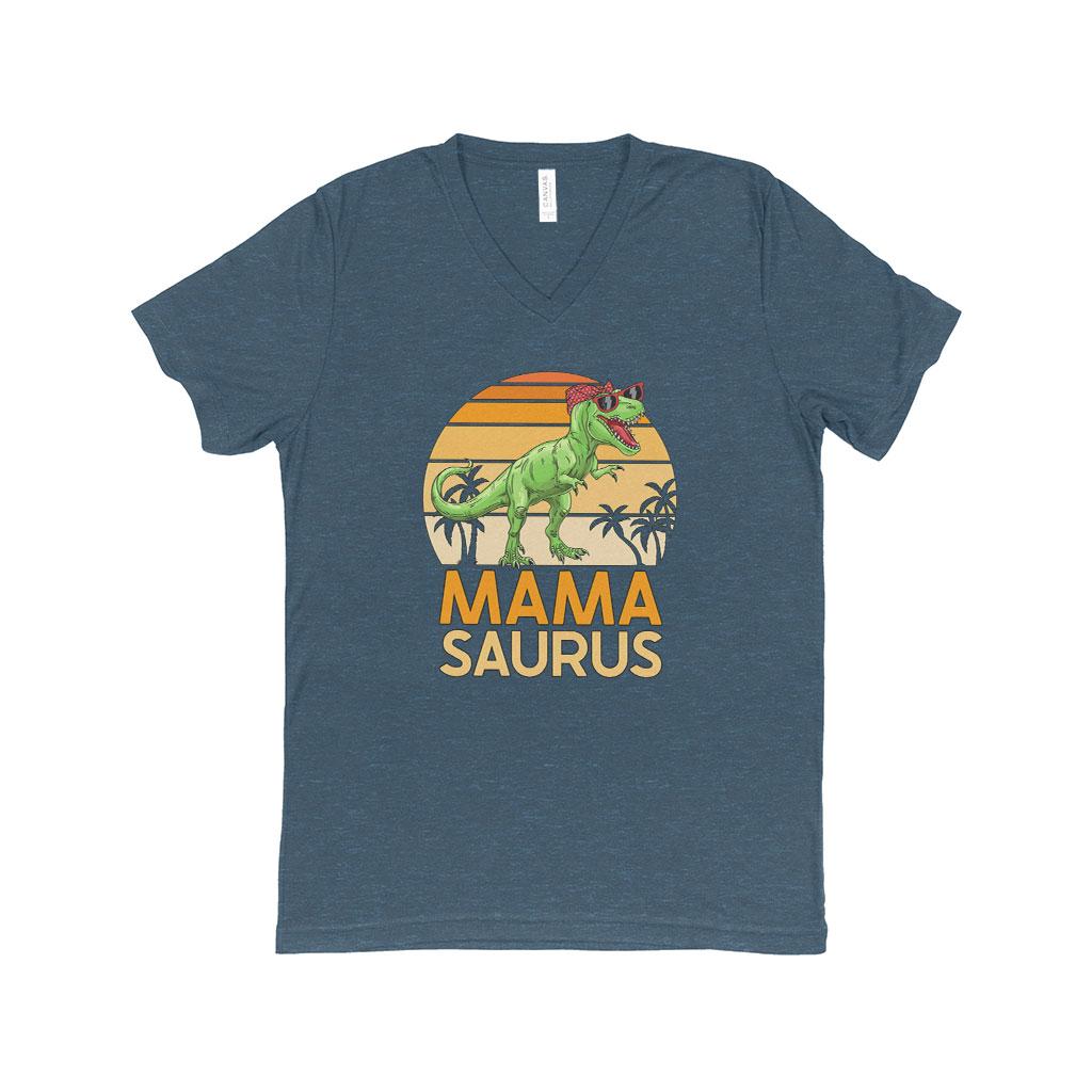 Triblend V-Neck Dinosaur Mom Shirt