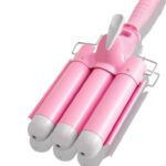 Triple Barrel Ceramic Curling Iron Wand with LCD Display and Adjustable Temperature