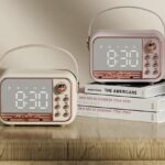 Retro-Style Portable HiFi Wireless Speaker with Alarm Clock and Stereo Sound