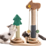 Multi-functional Cat Scratch Post with 3-Tier Track