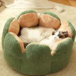 Cozy Petal-Themed Cotton Nest Bed for Cats and Small Dogs